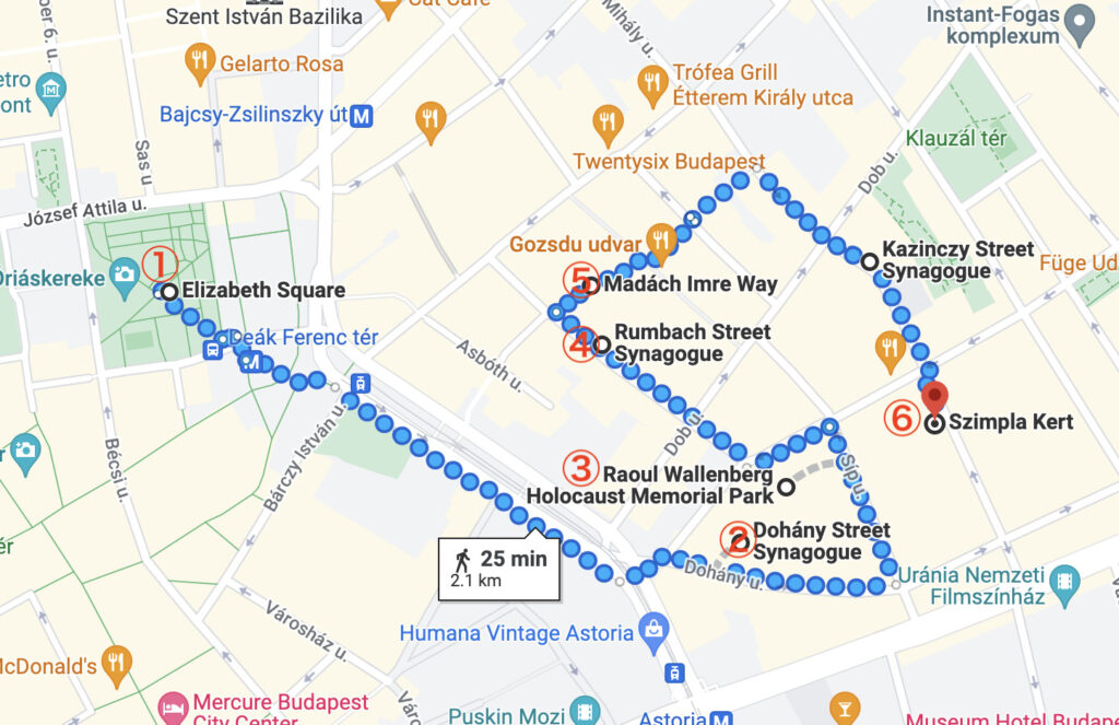 Closed-up Map of Budapest