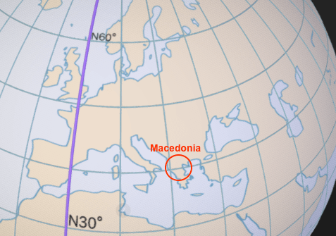 Macedonia in globe.