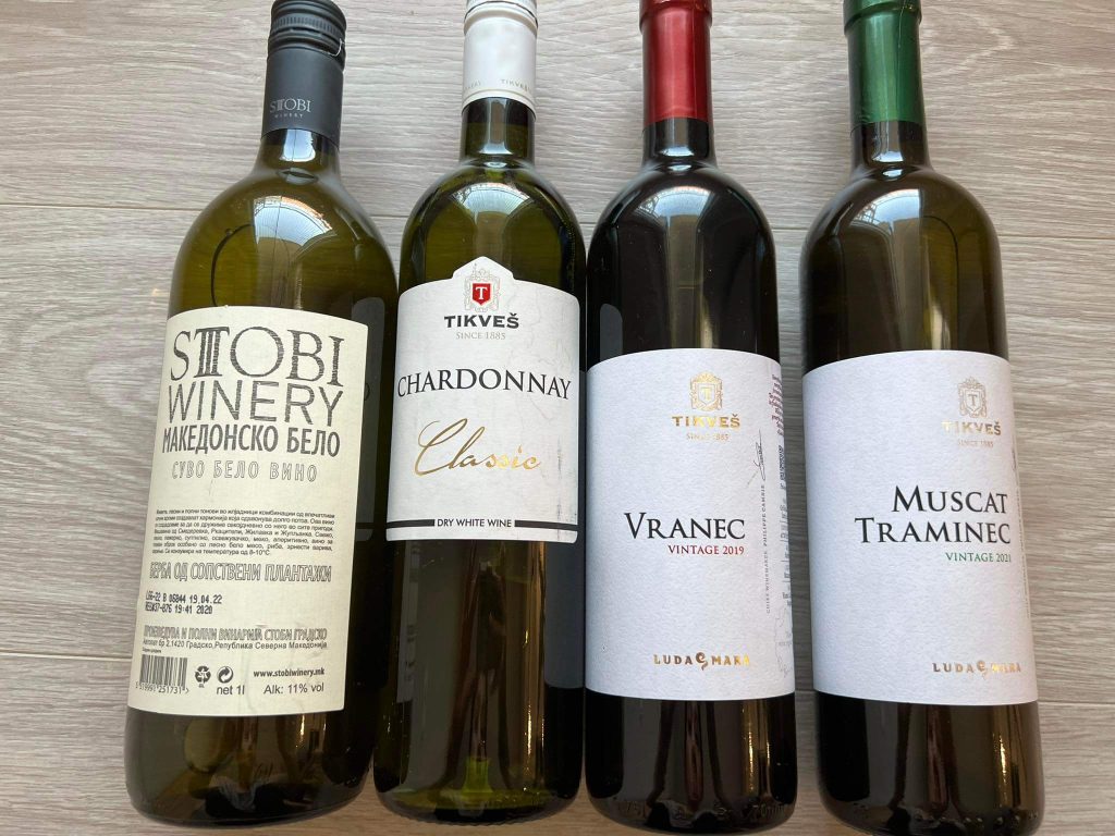 Bottles of Macedonian branded wine.